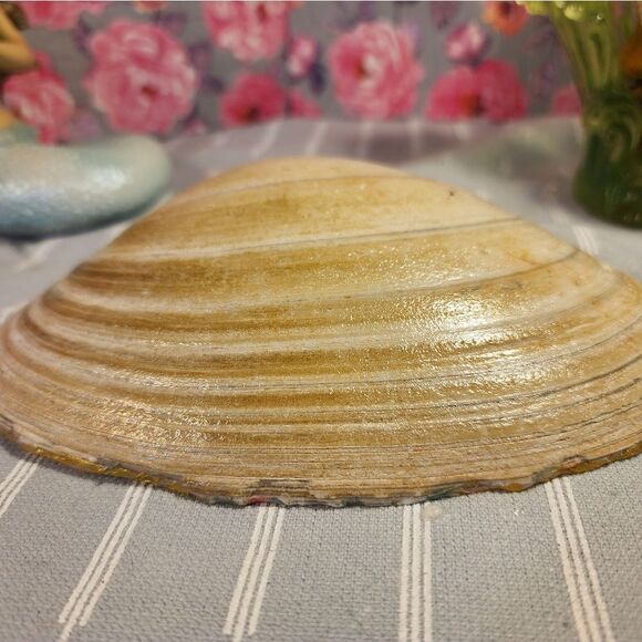 DECOUPAGE CLAM SHELL DECOUPAGE FLOWERS TRINKET DISH - Picture 10 of 11